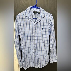 Ralph Lauren Men's slim fit White and Blue Checkered Shirt
